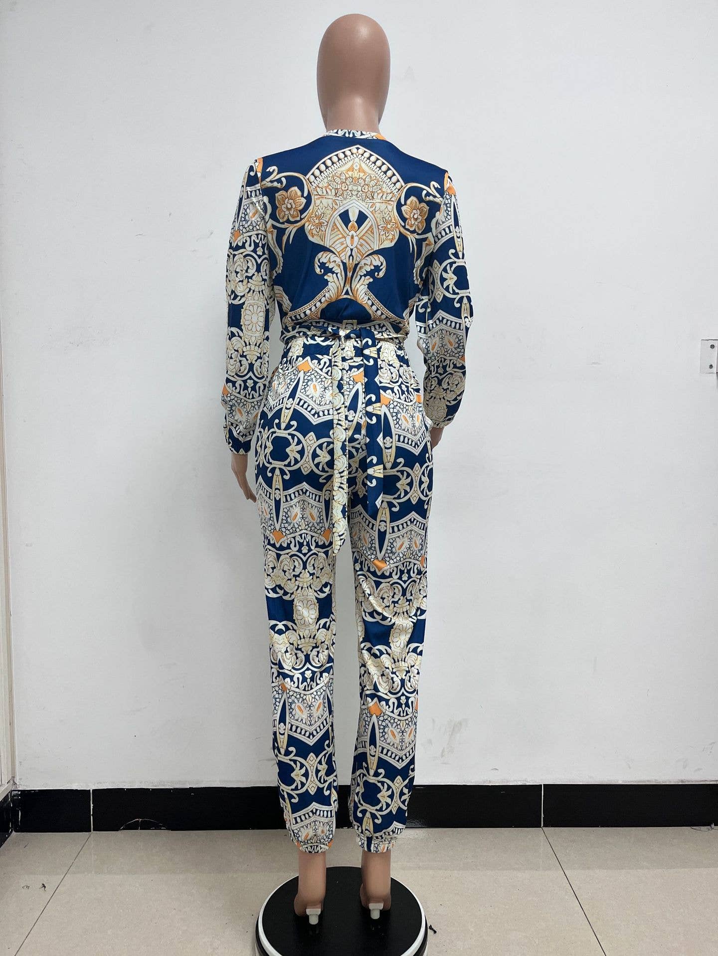 Long sleeves printed straps two-piece set