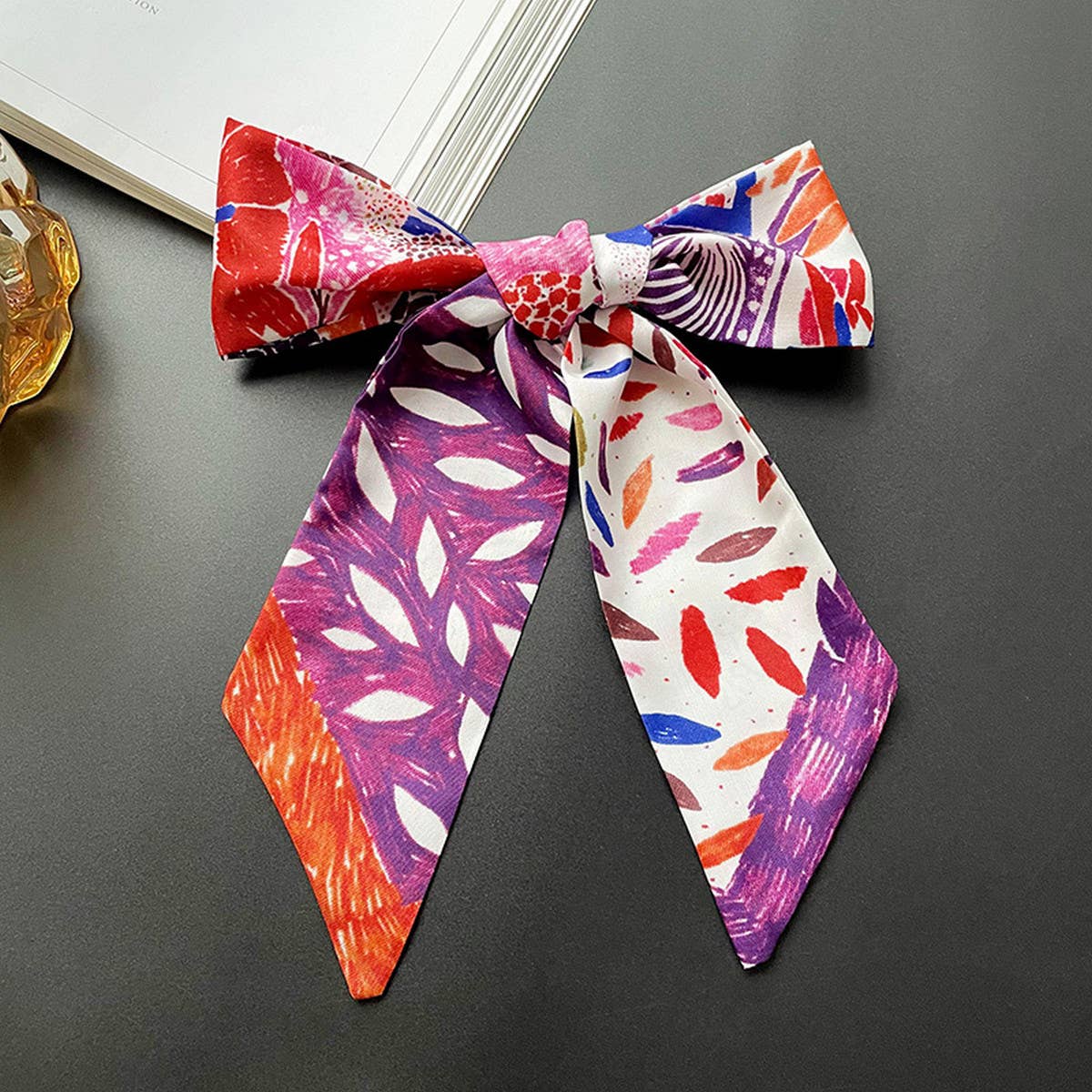 NARROW DECORATIVE SILK SCARF WITH TIEABLE BOW