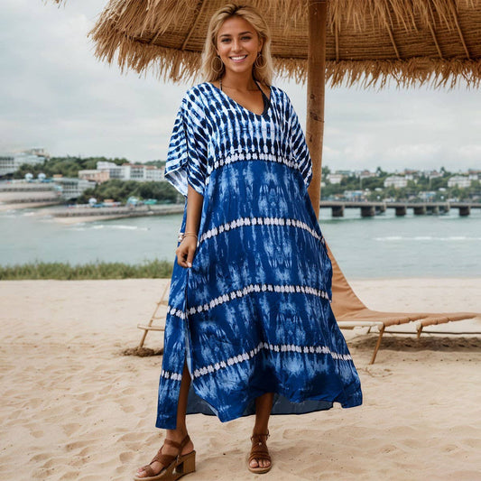 Rayon Tie-Dye Beach Kimono Bikini Cover-Up_CWMM6155