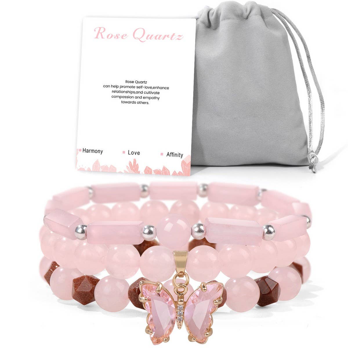 CWAJE4297_SIMPLE BUTTERFLY AMETHYST THREE-PIECE BRACELE