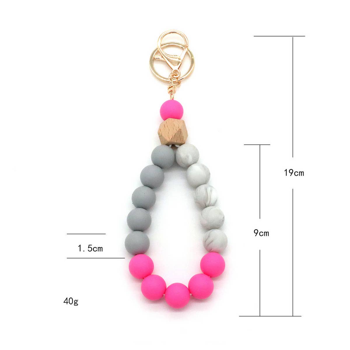 COLORFUL SILICONE BEAD BRACELET KEYCHAIN