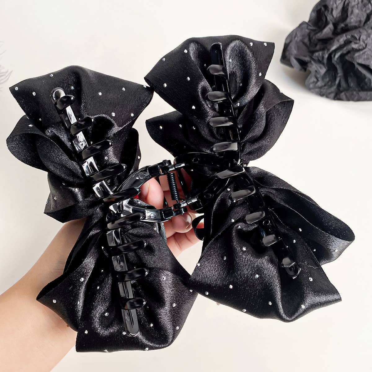 High-end diamond-encrusted feather hair clips