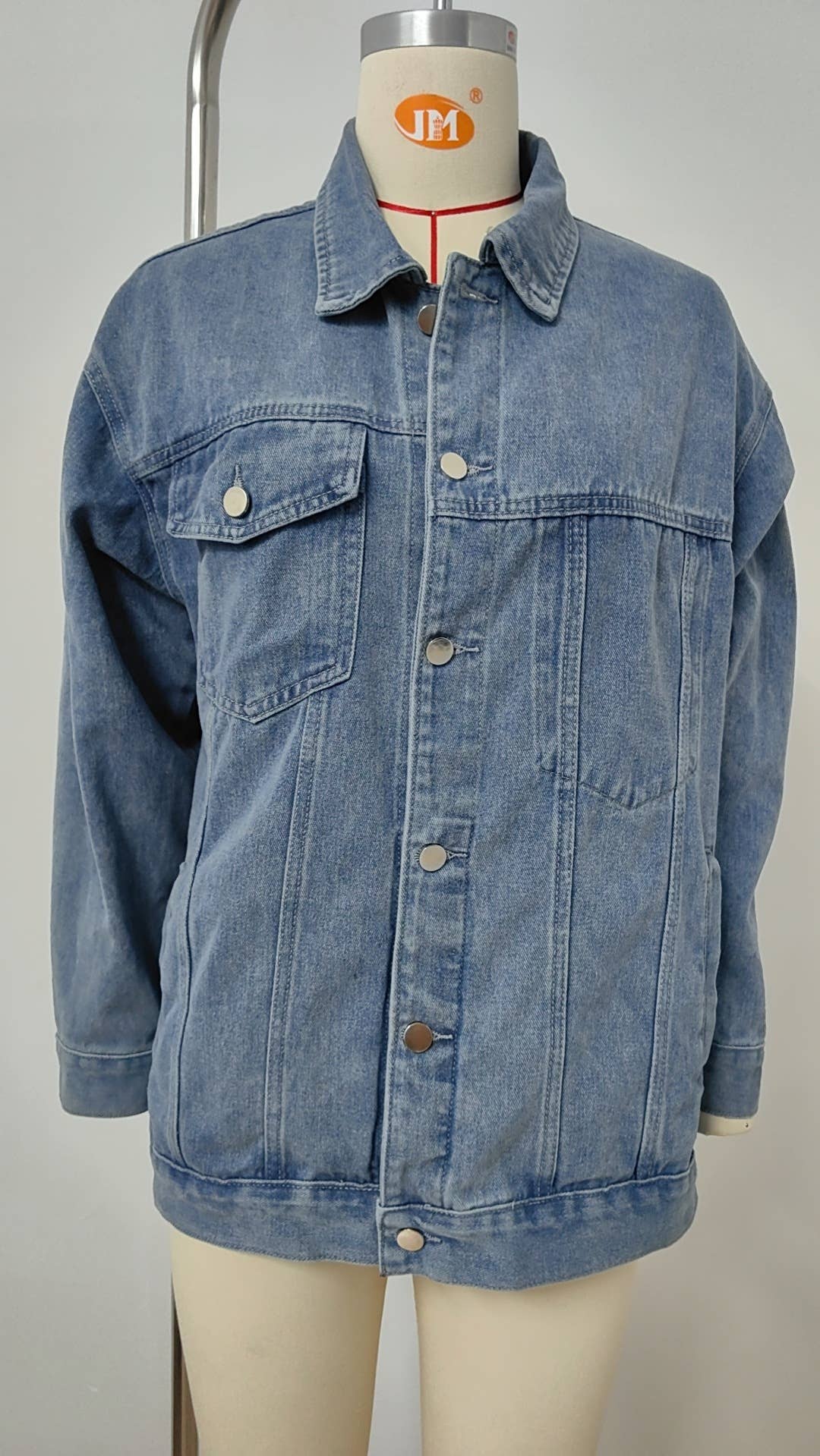 WASHED LOOSE DENIM JACKET MID-LENGTH TOP