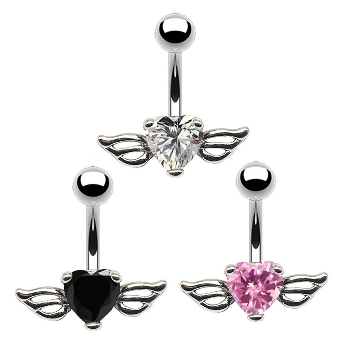 Angel Wings Hypoallergenic Belly Piercing Ring_CWMM9233