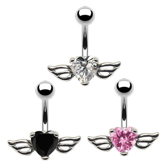 Angel Wings Hypoallergenic Belly Piercing Ring_CWMM9233