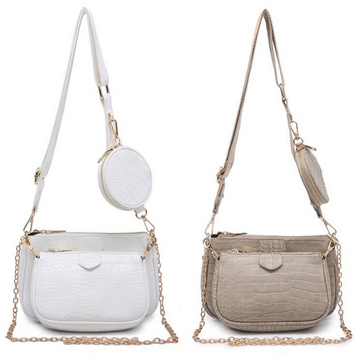 CROCODILE PATTERN ZERO WALLET SHOULDER BAG_CWAB1392
