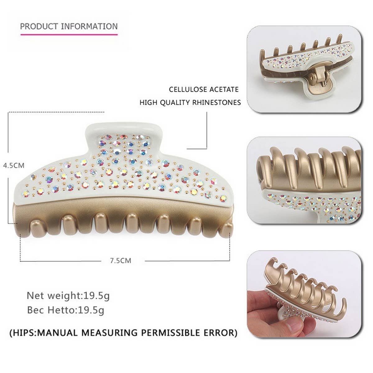 ACETATE DIAMOND HAIR CLIP HAIR ACCESSORIES_CWAHA4237