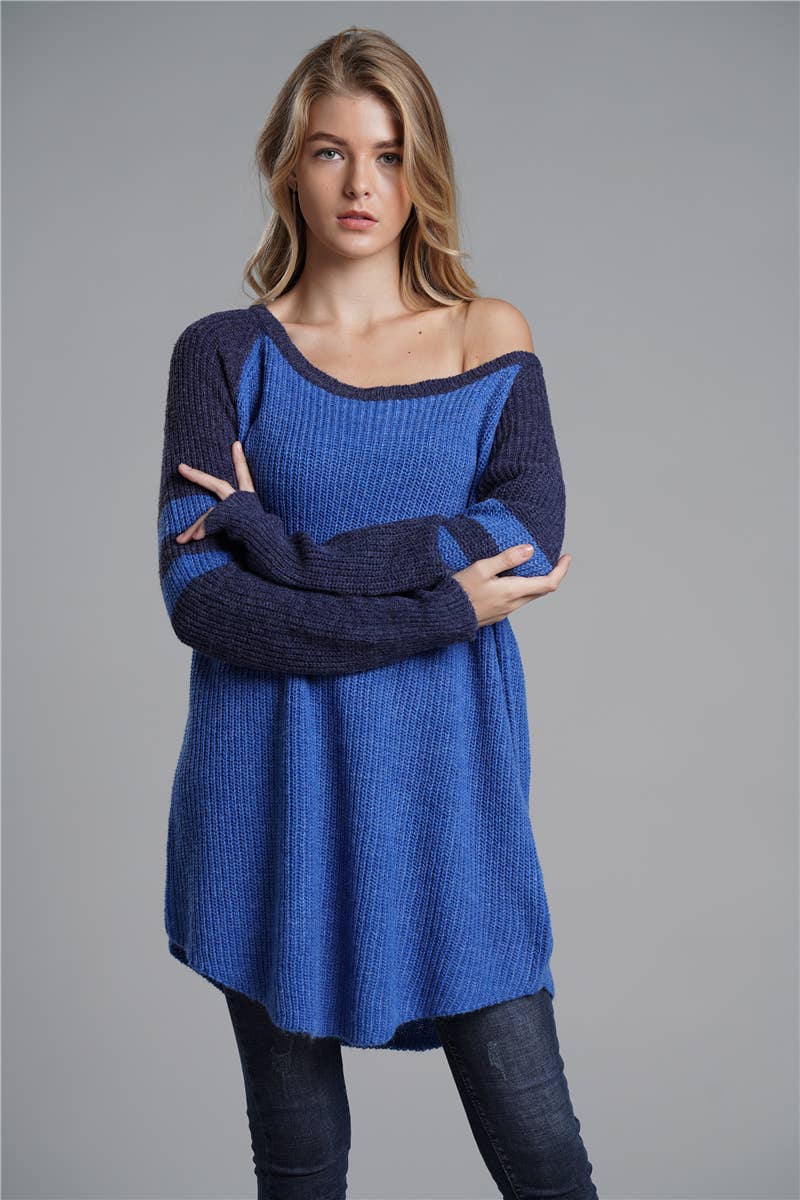 ALL-IN-ONE LONG LOOSE SOLID PULLOVER SWEATER