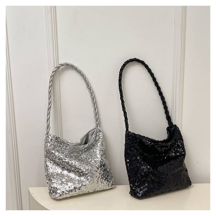 Fashionable sequined single-shoulder bag