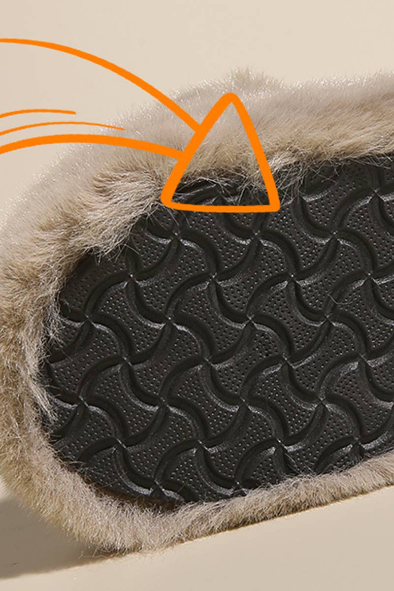 THICK SOLE CROSS STRAP FLUFFY BEDROOM SLIPPERS