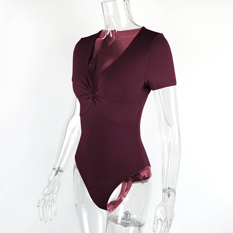 SLIM-FIT KINK SHORT SLEEVE PIT STRIP JUMPSUIT