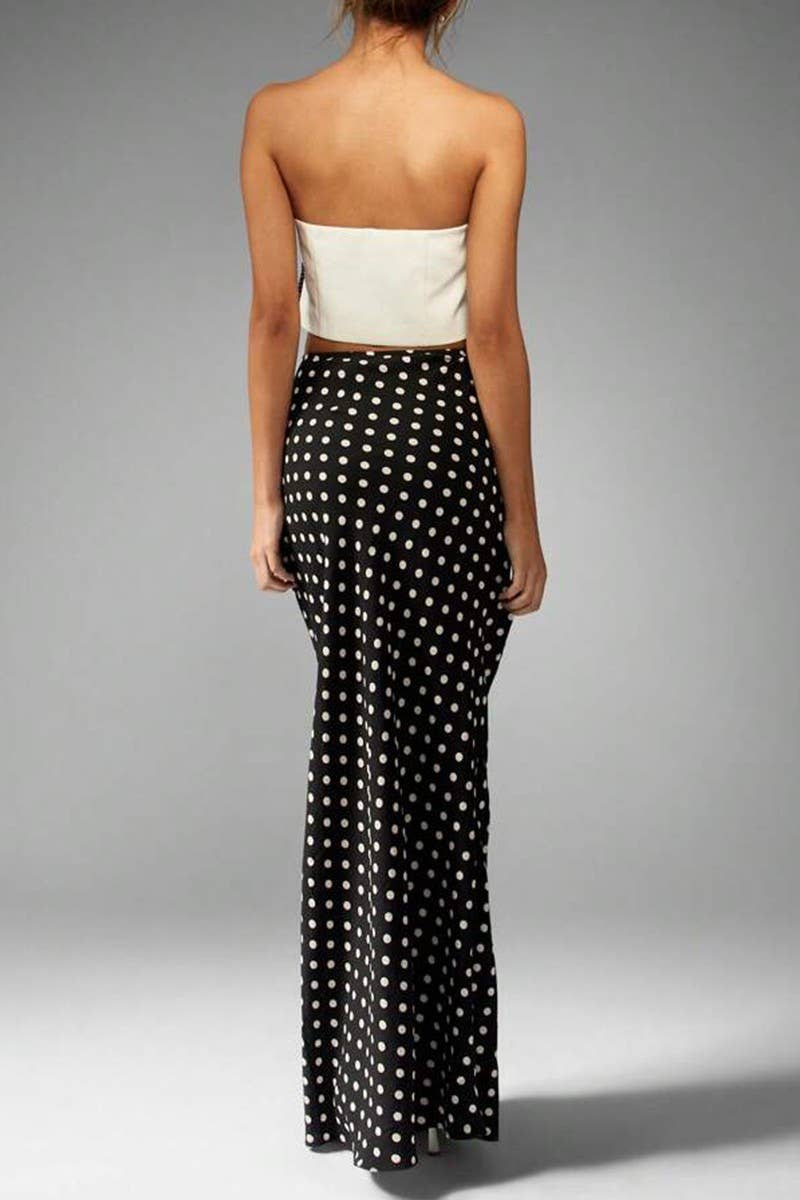 CWBLS0654_SUMMER TEMPERAMENT SLIM POLKA DOT SKIRT