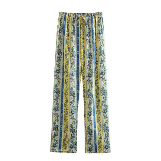 Ethnic style lapel top basic trouser suit