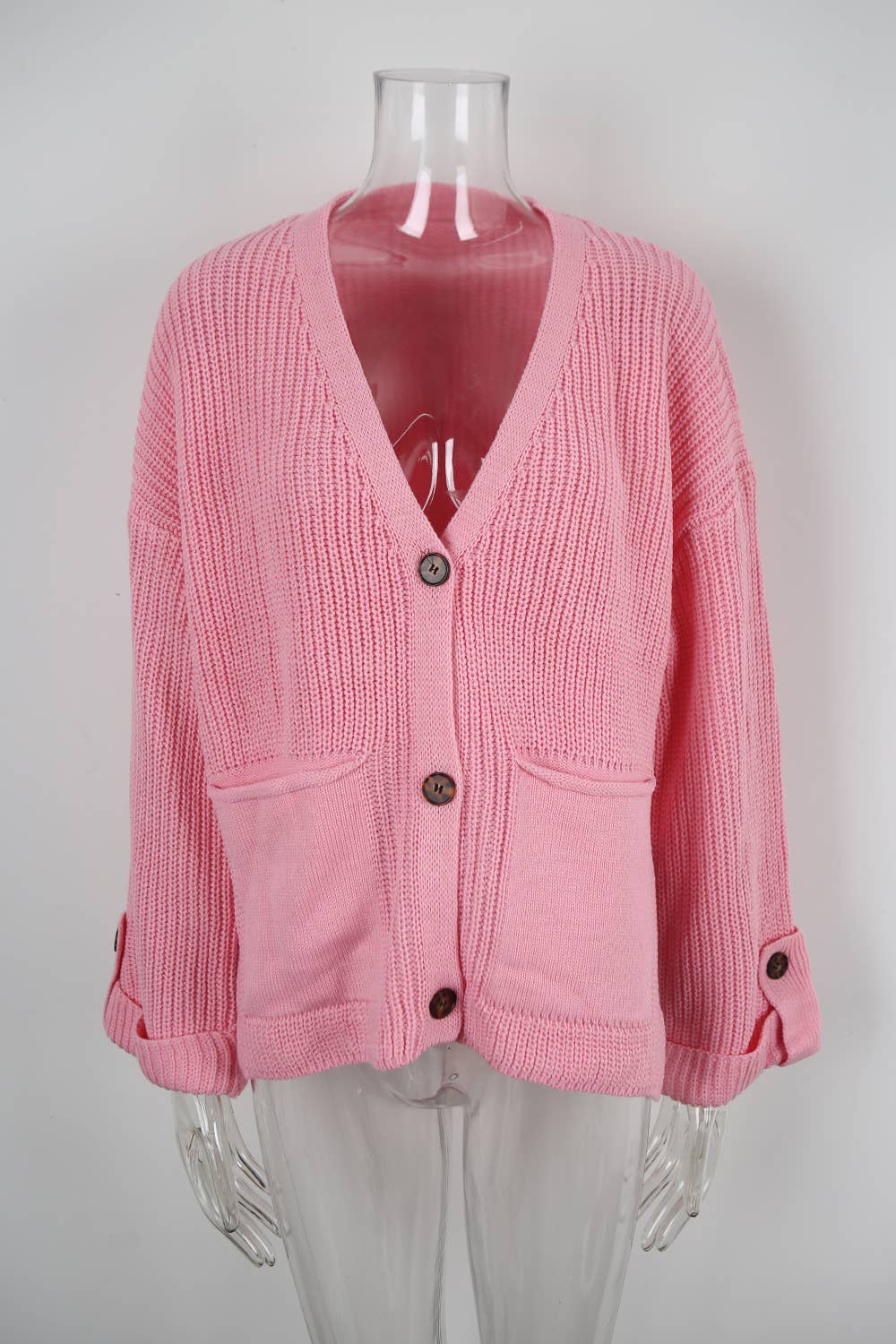 Fashionable V-neck loose knitted cardigan