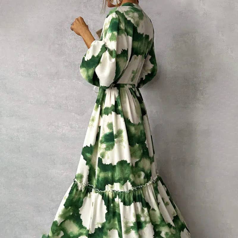 PERSONALIZED WAIST ADJUSTABLE PRINTED LONG DRESS