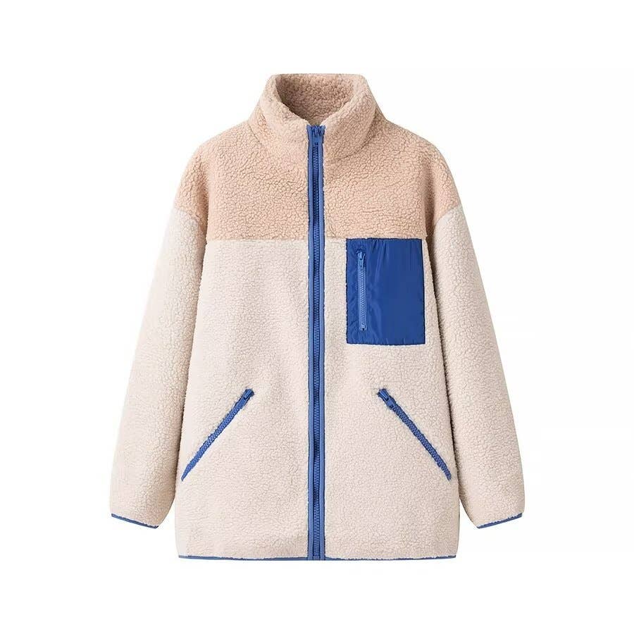 Warm zipper loose fleece jacket