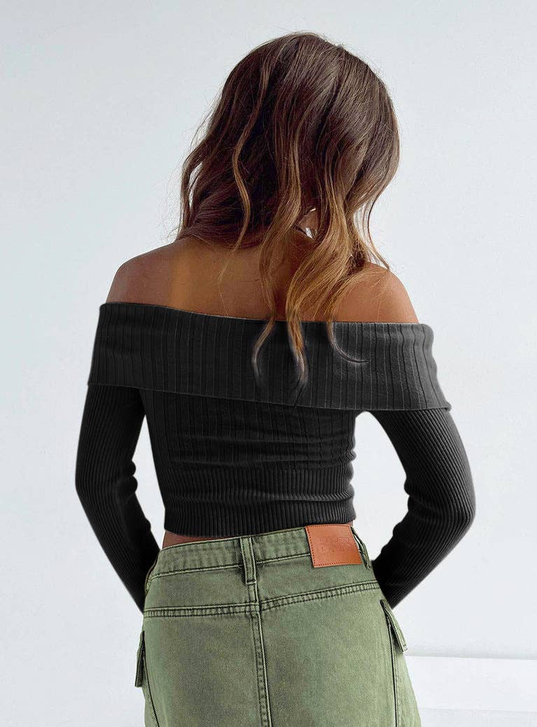 SEXY HOTTIE LINE NECK LONG SLEEVE SWEATER