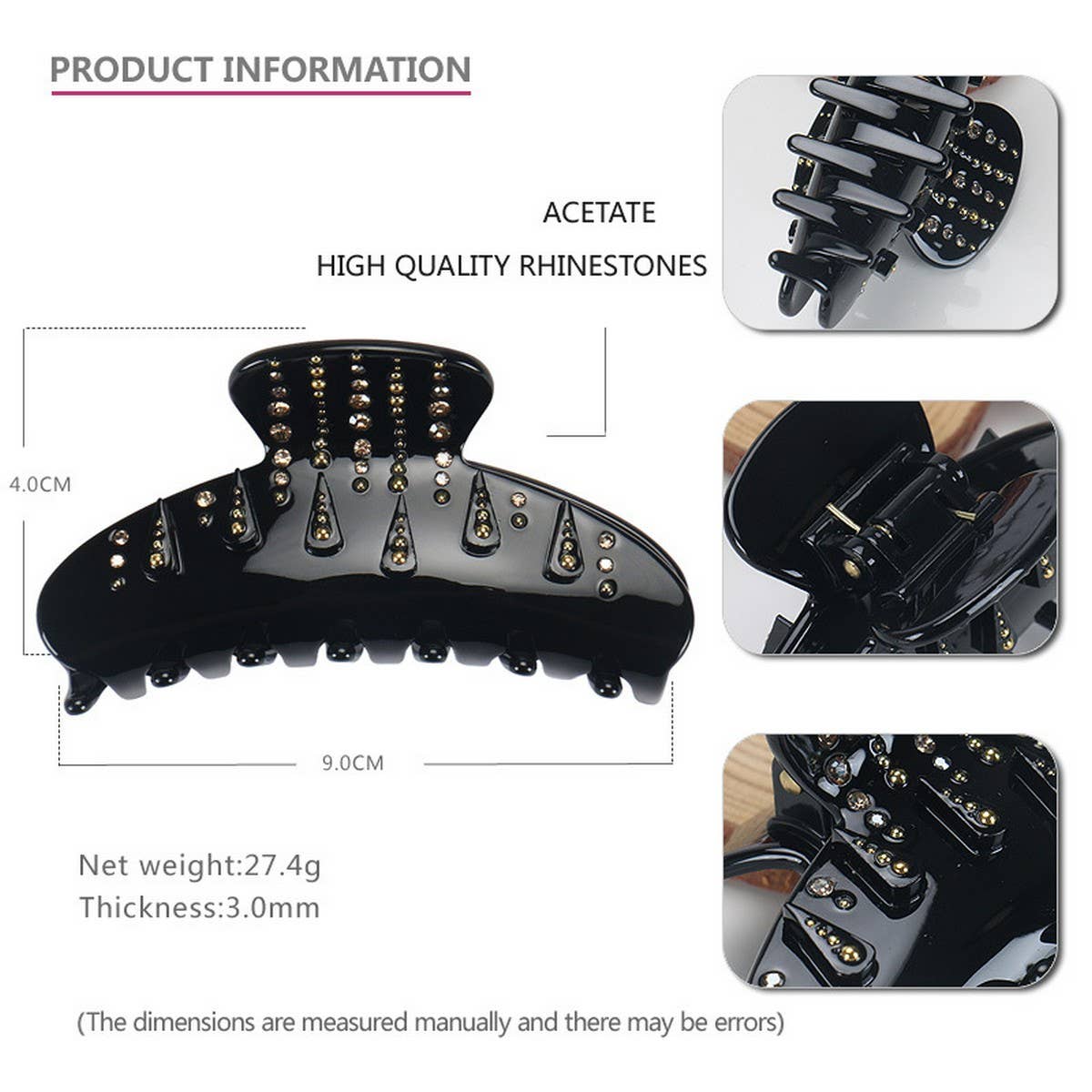 DIAMOND HAIR CLIP, PONYTAIL CLIP, LARGE SHARK CLIP