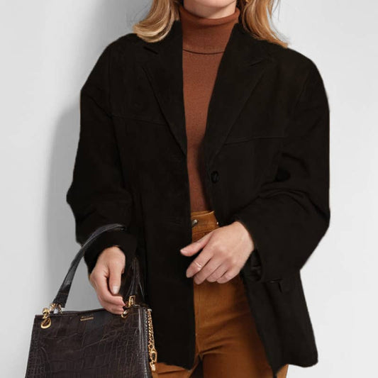 Vintage brown long-sleeved blazer with baggy pockets