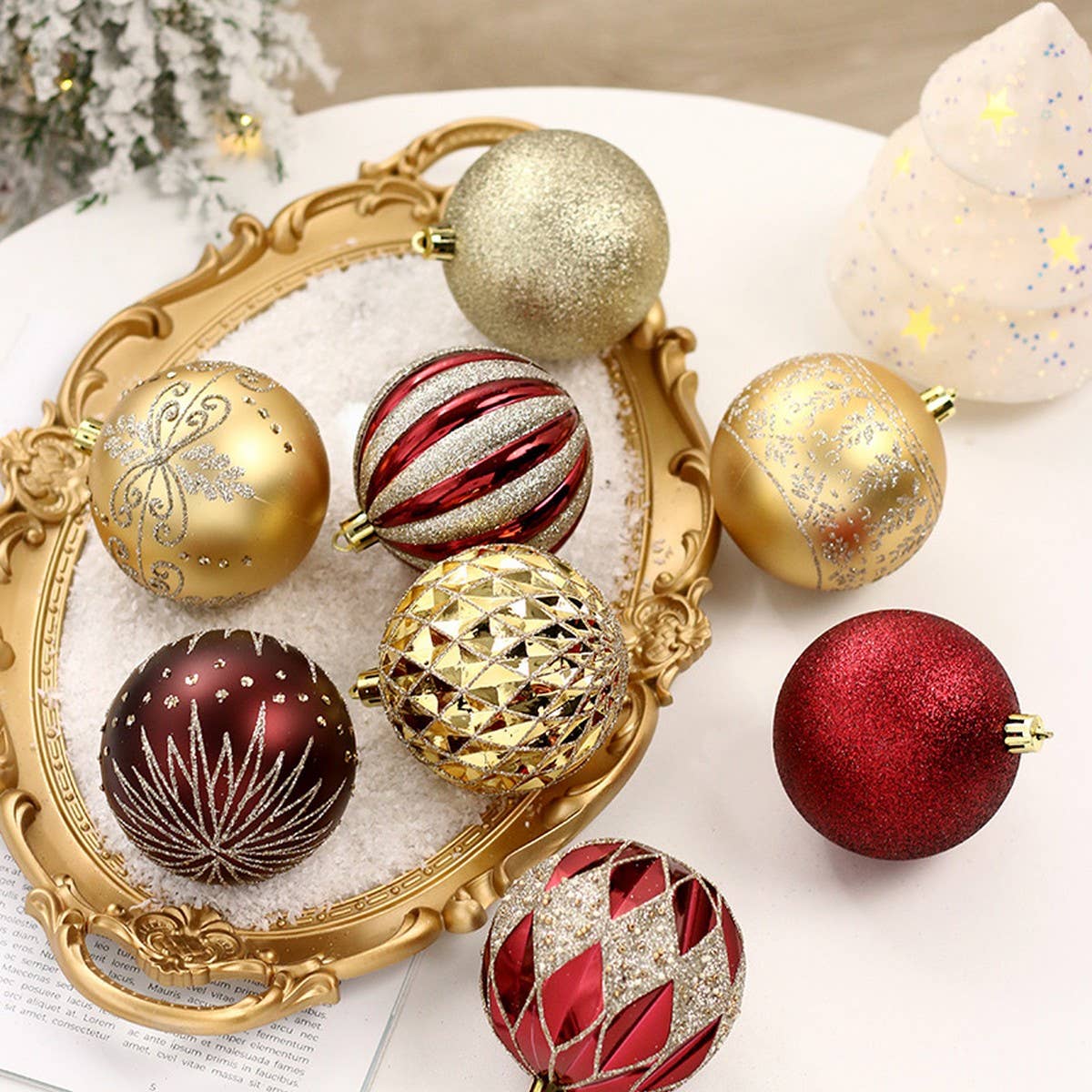 16pcs 8cm Painted Christmas Ball Ornament Set_CWMM9881