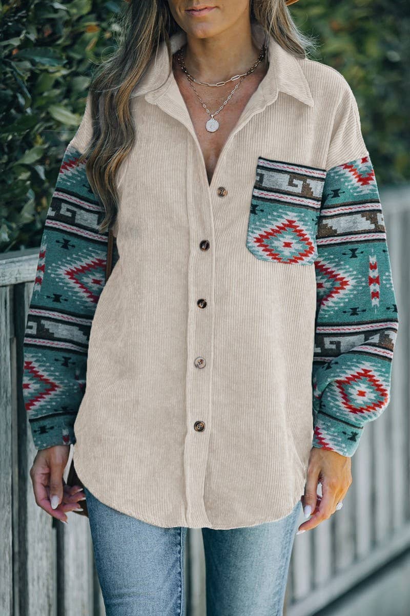 CWOCO0416_ETHNIC STYLE PATCHWORK SHIRT THIN JACKET