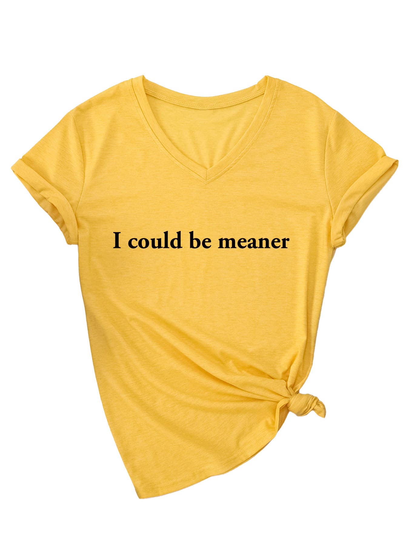 Simple letter print V-neck short-sleeved Top