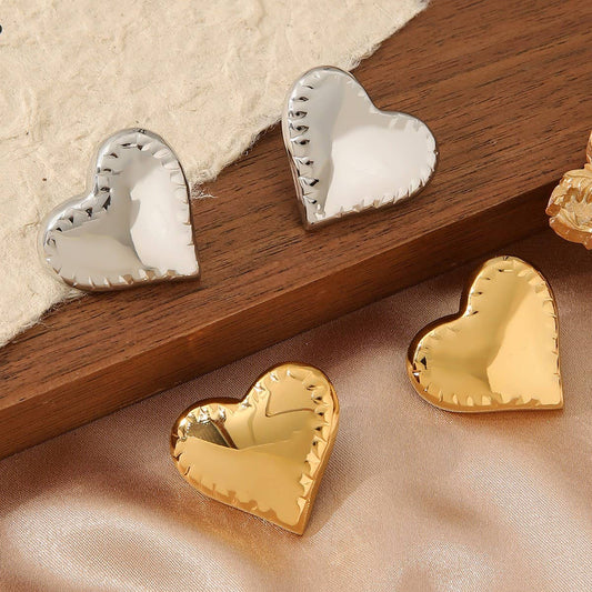 GOLDEN HEART 18K GOLD STAINLESS STEEL EARRINGS