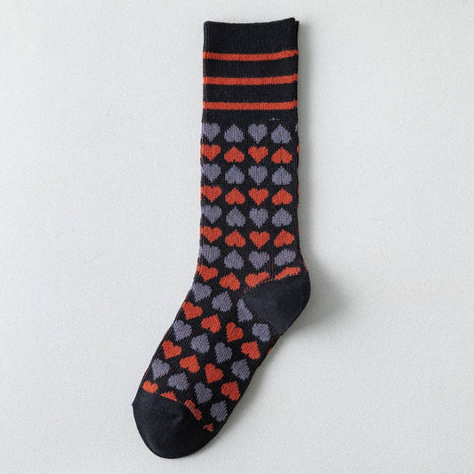 VINTAGE LOVE PRINT MID-TUBE SOCKS FOR WOMEN