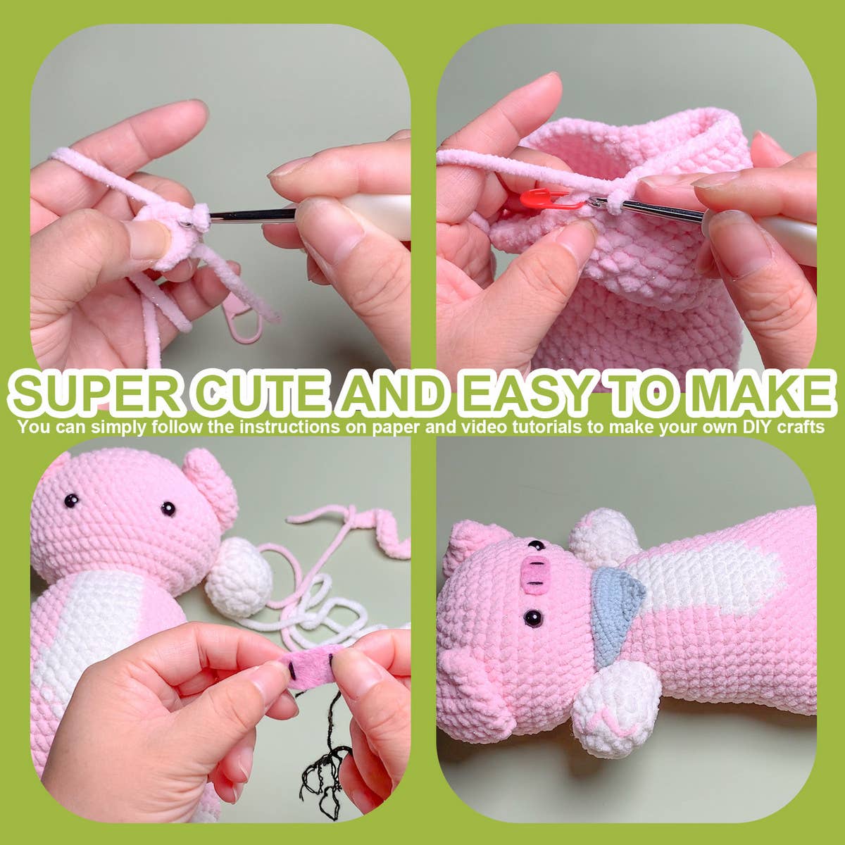 CROCHET PIGLET DOLL MATERIAL KIT