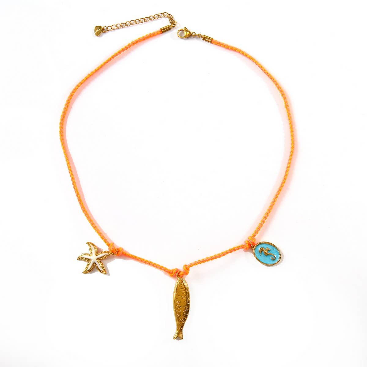 Ocean Style Stone Necklace with Fish Charm_CWMM8804