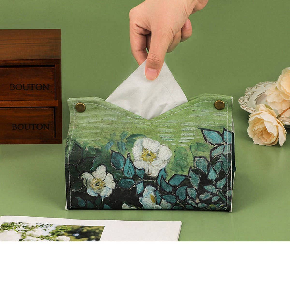 NEW OIL PAINTING LEATHER CREATIVE TISSUE BOX