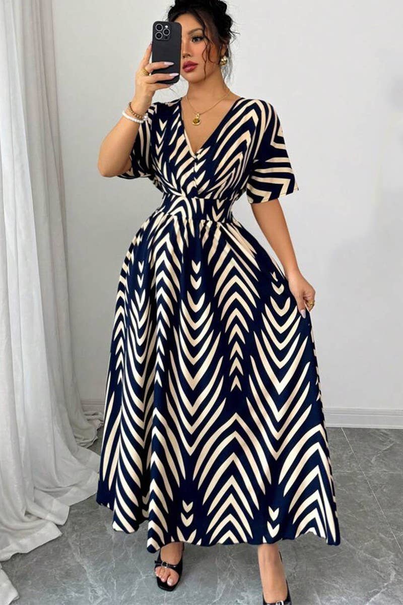 CWDMD6174_SUMMER NEW WAIST TEMPERAMENT TWILL DRESS