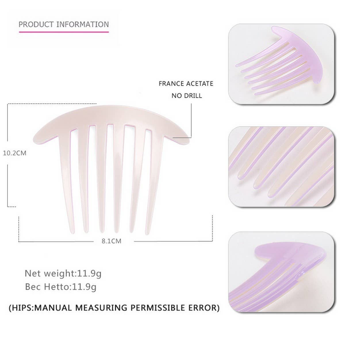 ACETATE PLATE COMB HAIRPIN HAIR ACCESSORIES COMB_CWAHA4202