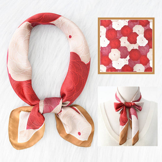 Colorblock Floral Satin Scarf for Work & Sun