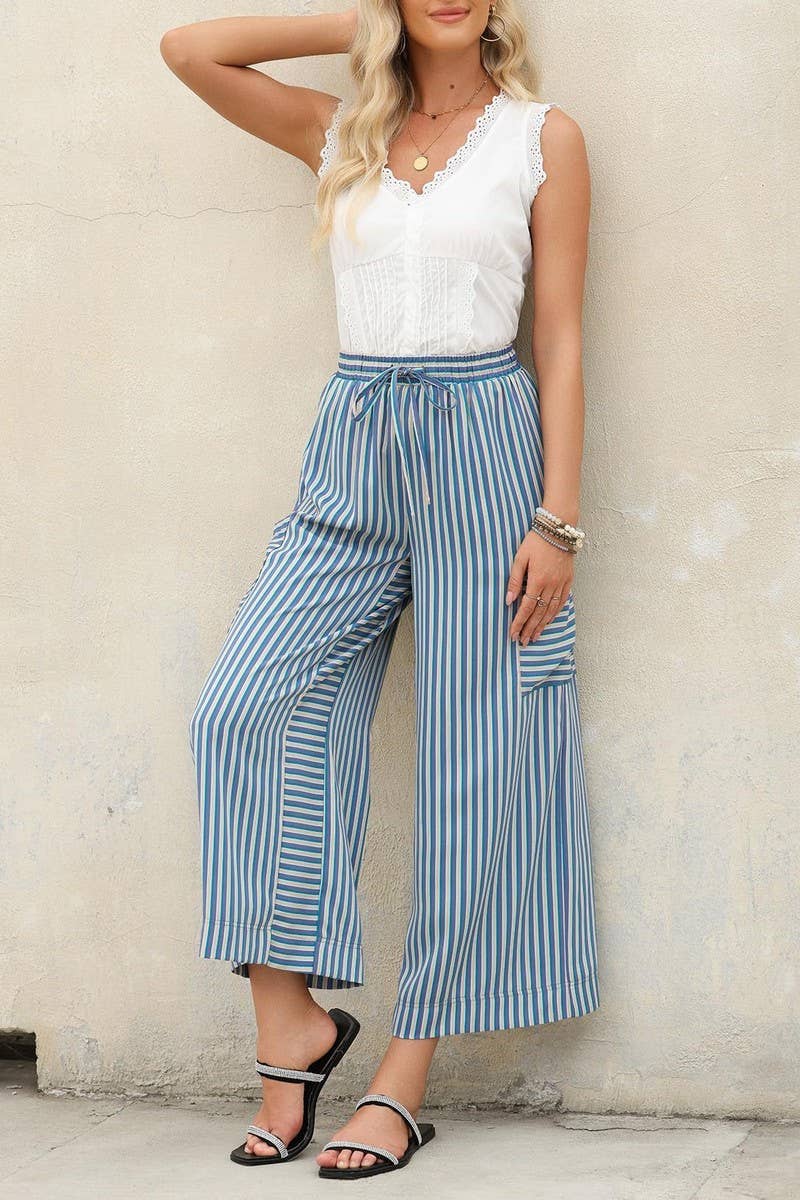 CWBLP2157_COLORFUL STRIPED DRAWSTRING STRAIGHT LEG PANTS