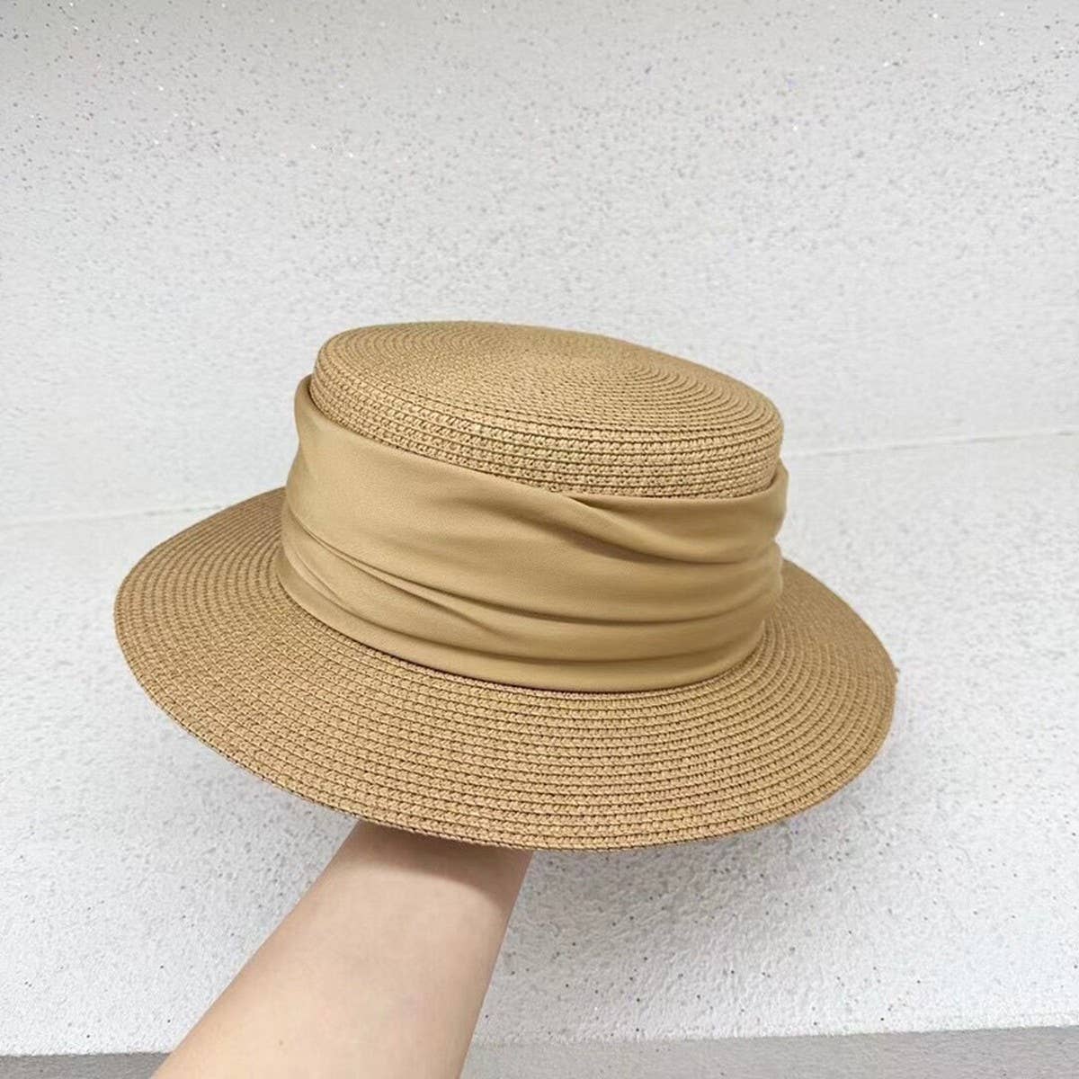 High-grade satin flat-top sun hat for women_CWAH3447