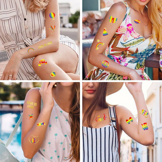 Rainbow Heart & Sun Tattoos ??Metallic & Fun_CWMM8233