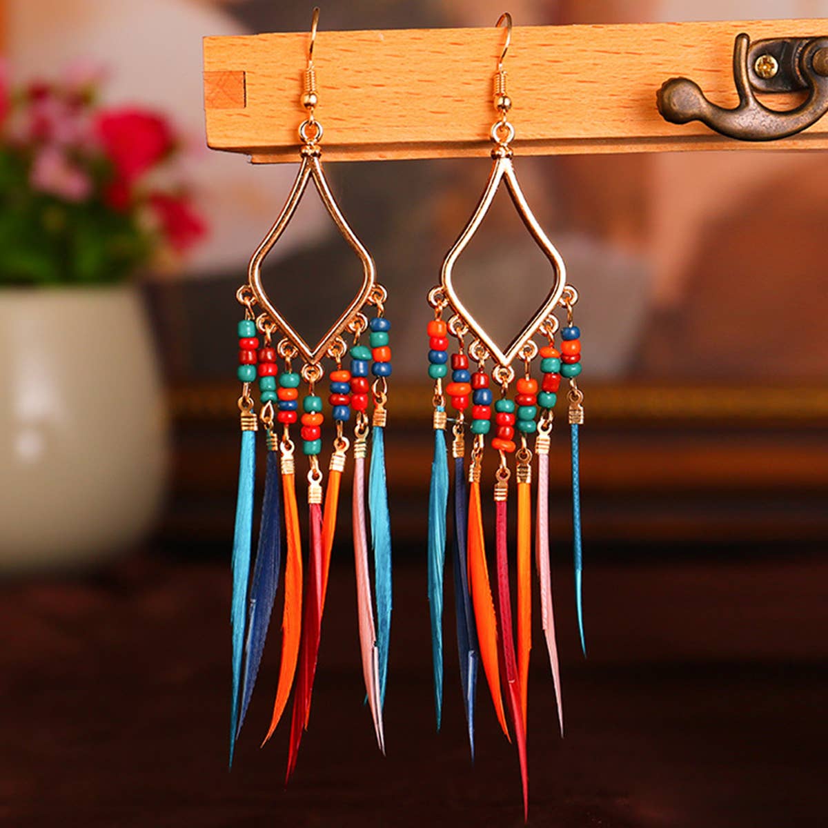 BOHO VINTAGE TASSEL FEATHER EARRINGS_CWAJE0805