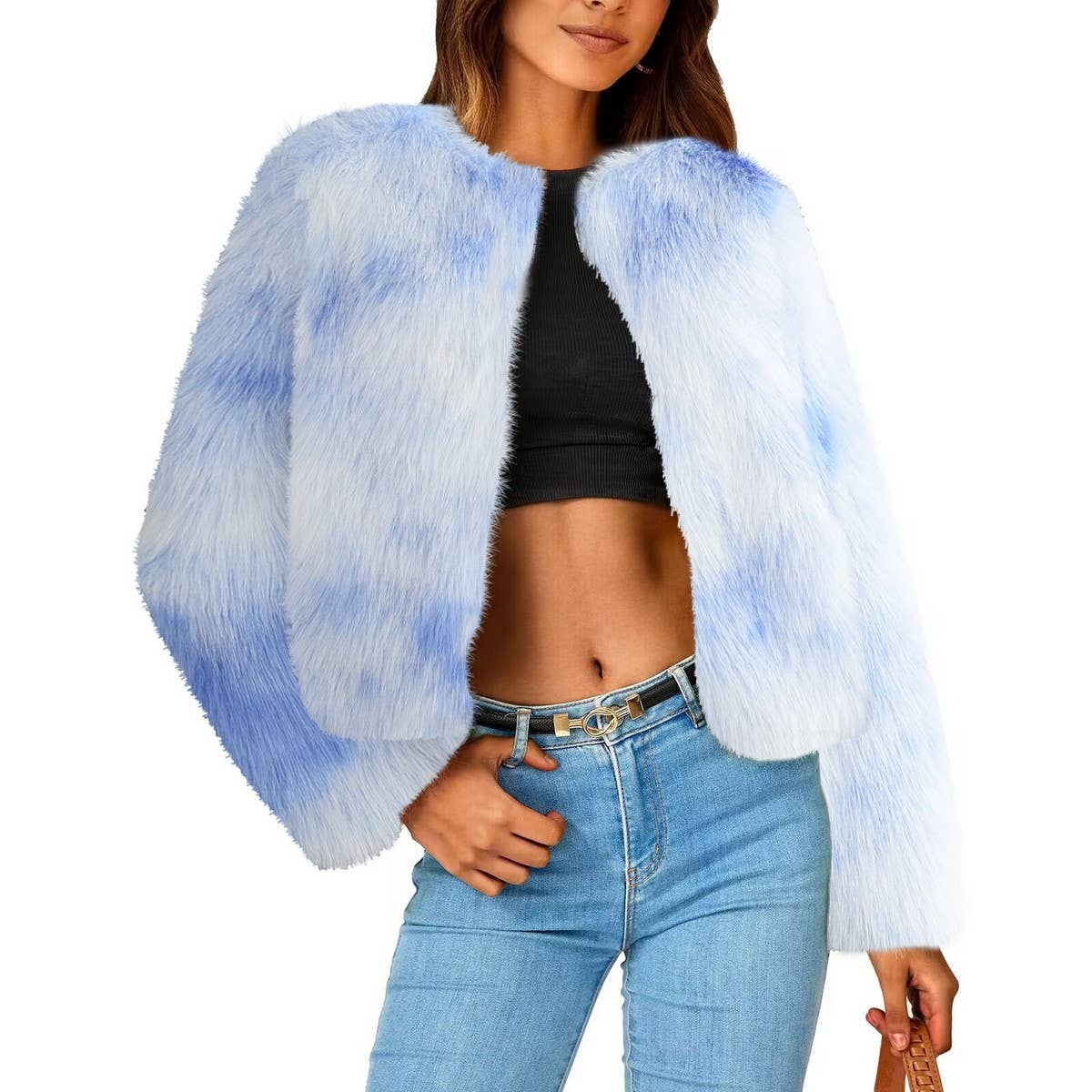 New Winter Faux Fur Round Neck Short Coat_CWMM9058