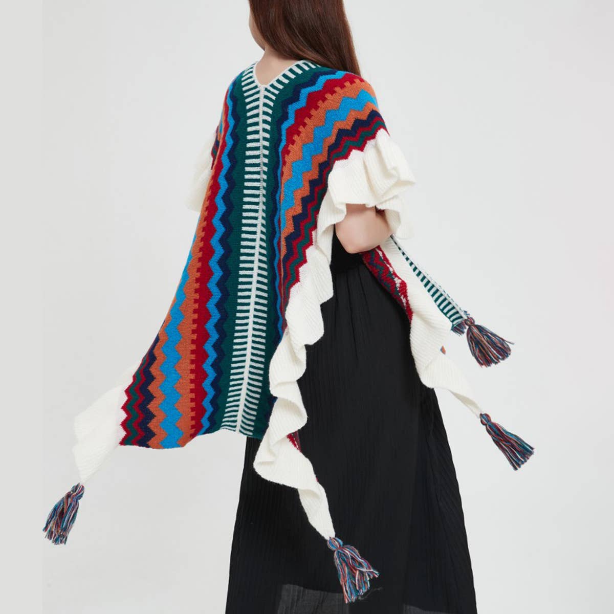 Knit Cape Shawl - Travel Wrap for Fall & Winter