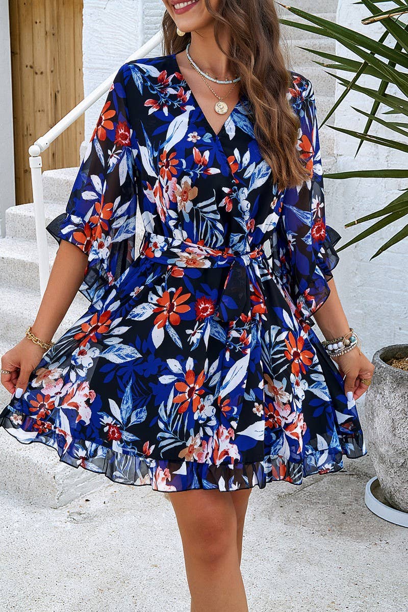 WOMEN ELEGANT PRINT STRAPPY DRESS_CWDSD2404