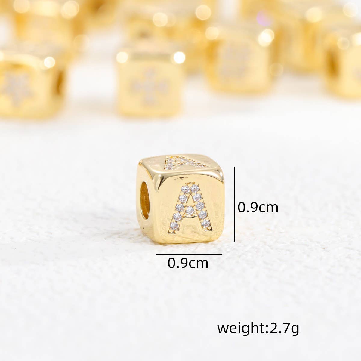 18K Gold-Plated Zirconia Dice Pendant Necklace_CWMM5876