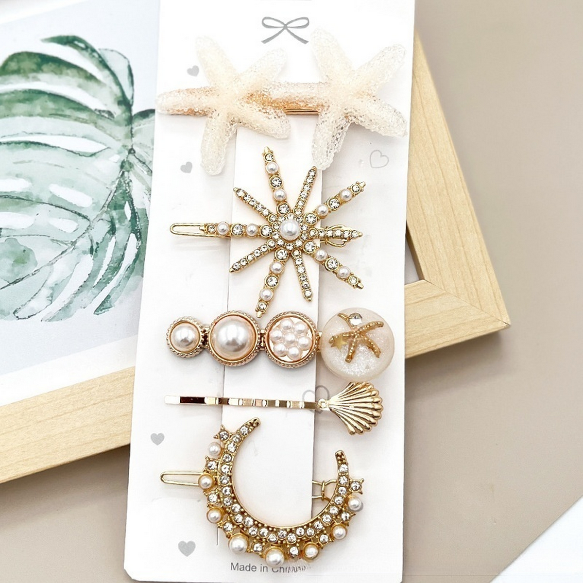 Rhinestone Pearl Hair Clip Set - Elegant Side Pin _CWAHA0159
