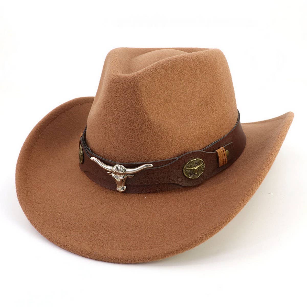 Bull Head Belt Western Cowboy Hat Felt_CWAH1782