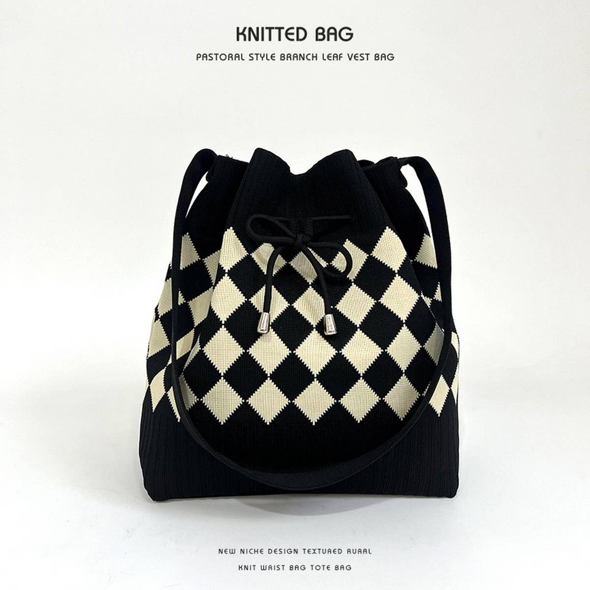 2024 CASUAL DRAWSTRING BUCKET KNITTED BAG_CWAB2375