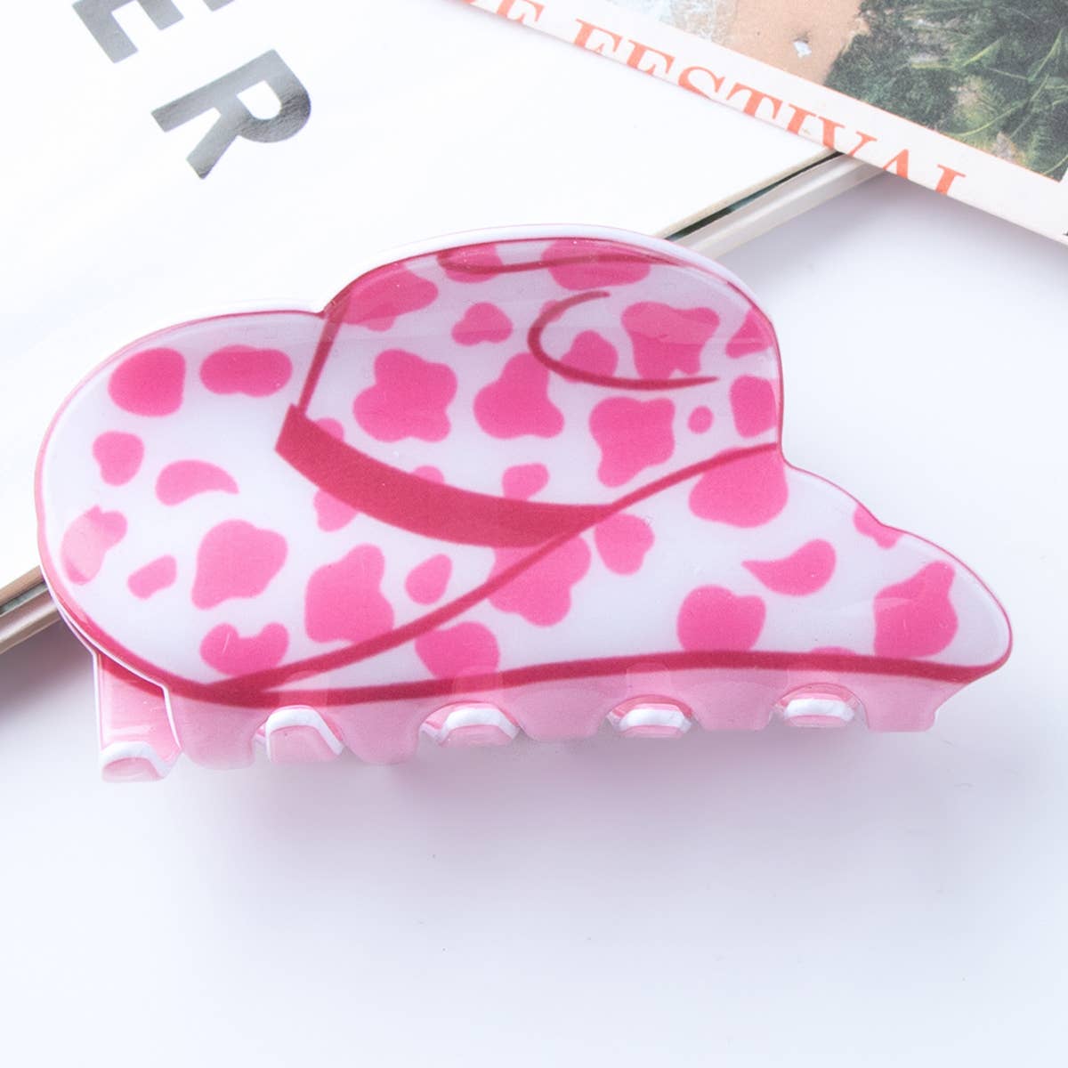 Hat-Shaped PVC Hair Claw ? 8.2cm Cute Graphic Clip_CWAHA0640