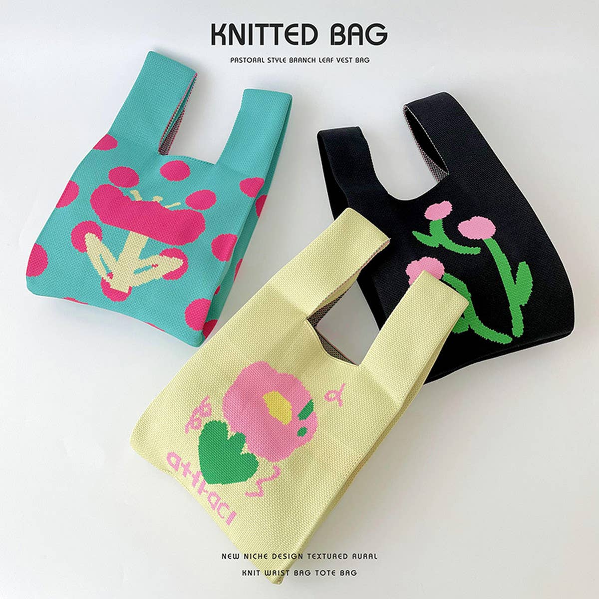 CUTE CARTOON ANIMAL KNITTED SHOULDER BAG HANDBAG_CWAB2397