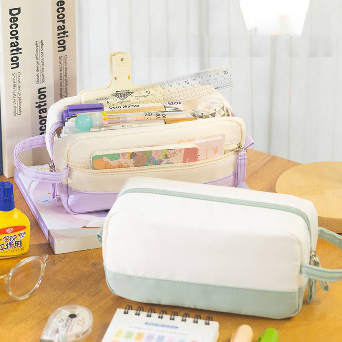 NEW LARGE CAPACITY DOUBLE LAYER PENCIL CASE