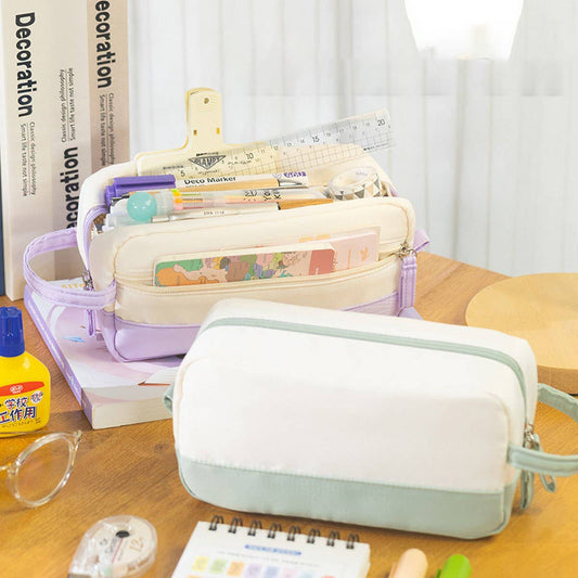 NEW LARGE CAPACITY DOUBLE LAYER PENCIL CASE