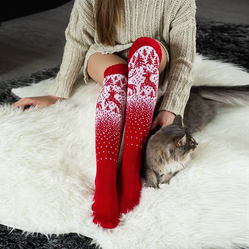 CHRISTMAS STYLE LONG KNEE-HIGH SOCKS